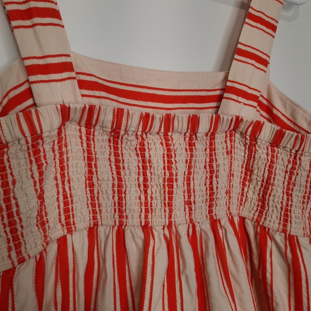 Cabi Brunch Tank Top Sleeveless Cotton Linen Cream Orange Stripe Womens Size S - Picture 11 of 13